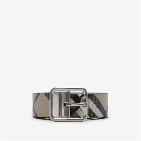 Reversible Check B Cut Belt in Sand/slate 